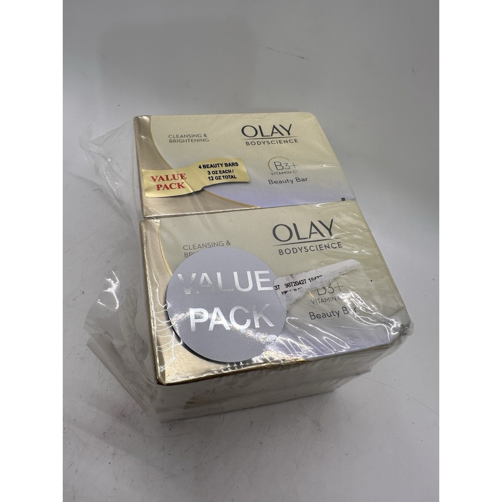 Olay BodyScience B3+ Vitamin C Beauty Bar Soap 4 Pack 3 oz Cleansing Brightening